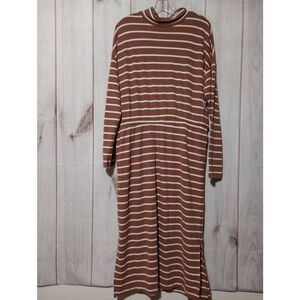 Old Navy Dress Ladies Large Long‎ Sleeve Rib Knit Striped Midi